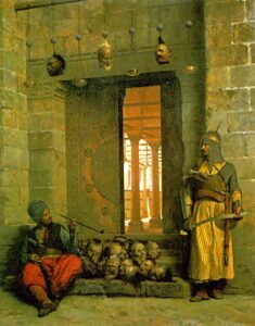 Heads of the Rebel Beys at the Mosque of El Hasanein, Cairo by Jean-Léon Gérôme, hand-painted oil painting reproduction