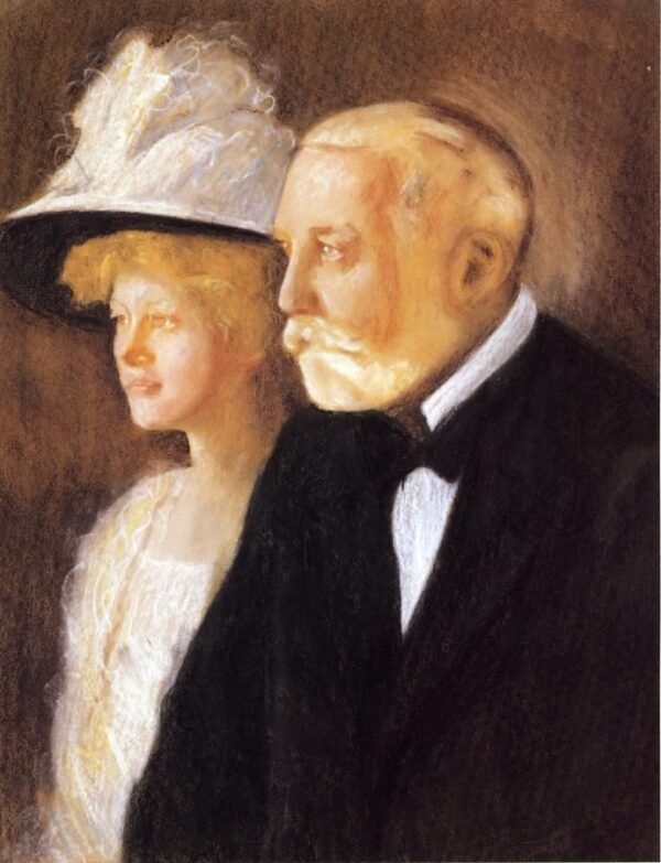 Study for Portrait of Henry Clay Frick and His Daughter, Helen by Edmund Tarbell, hand-painted oil painting reproduction