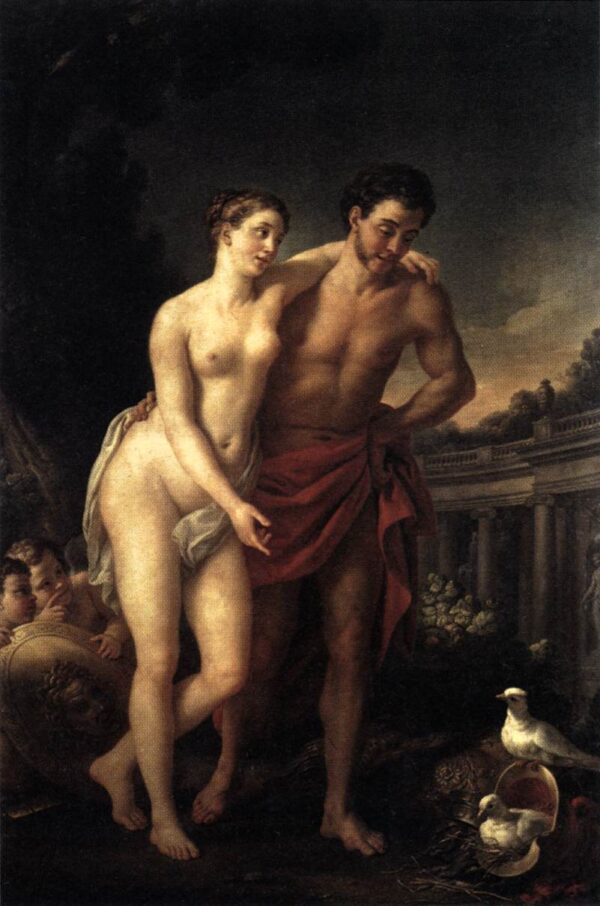 Venus Showing Mars her Doves Making a Nest in his Helmet by Joseph Marie Vien, hand-painted oil painting reproduction
