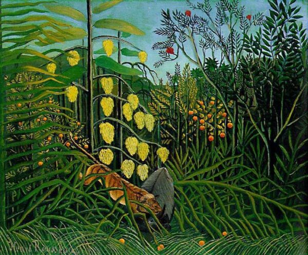 Combat of a Tiger and a Buffalo by Henri Rousseau, hand-painted oil painting reproduction