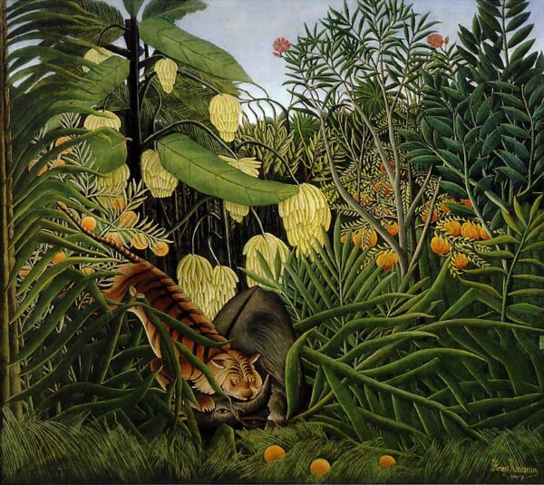 Fight between tiger and a buffalo by Henri Rousseau, hand-painted oil painting reproduction