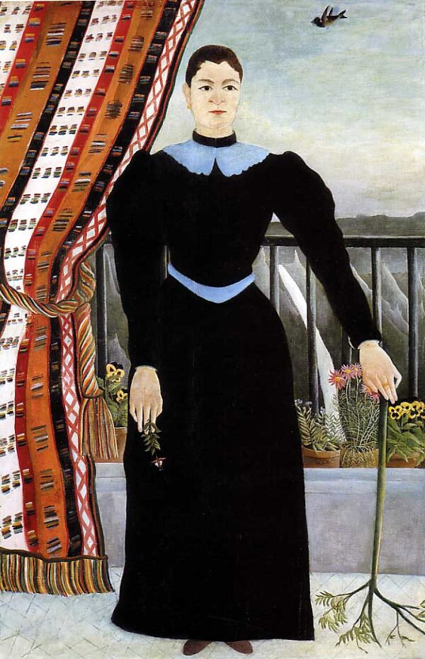 Portrait Of woman with twig by Henri Rousseau, hand-painted oil painting reproduction