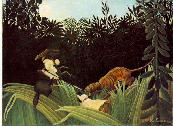 Scout Attacked by a Tiger by Henri Rousseau, hand-painted oil painting reproduction