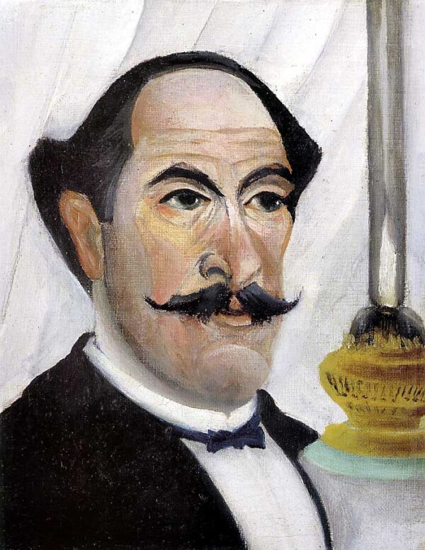 Self portrait of the Artist with a Lamp by Henri Rousseau, hand-painted oil painting reproduction