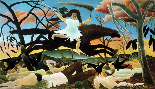 War or Discord on Horseback by Henri Rousseau, hand-painted oil painting reproduction
