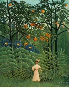 Woman Walking in an Exotic Forest by Henri Rousseau, hand-painted oil painting reproduction