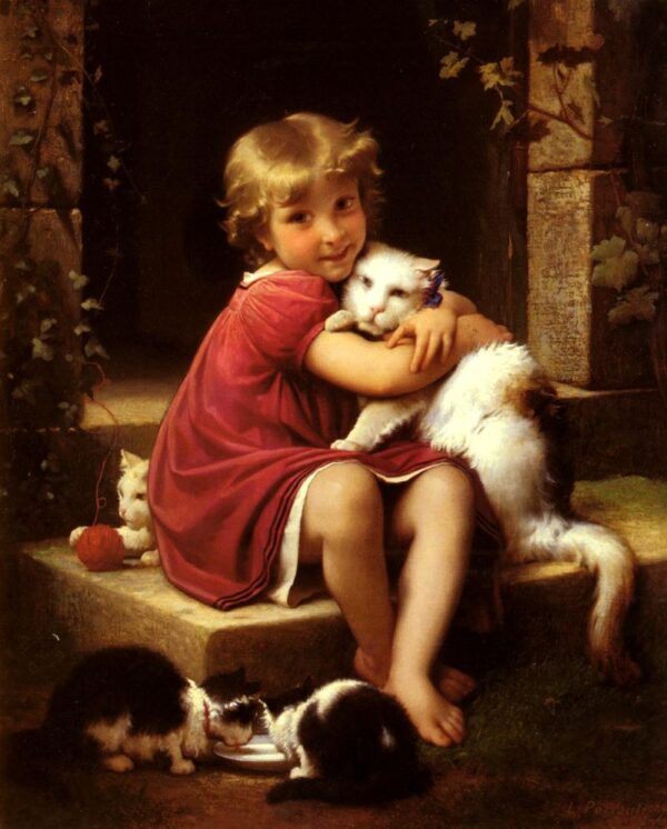 Her Favorite Pet by Leon Bazile Perrault, hand-painted oil painting reproduction