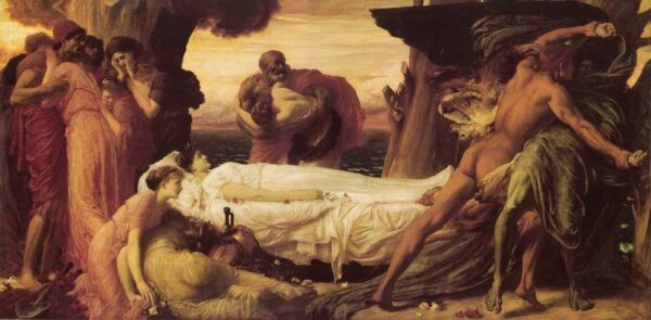 Hercules Wrestling with Death for the Body of Alcestis by Lord Frederick Leighton, hand-painted oil painting reproduction