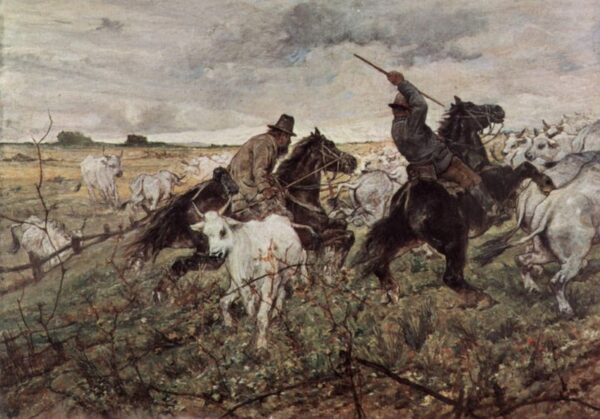 Herding the Cows by Giovanni Fattori, hand-painted oil painting reproduction