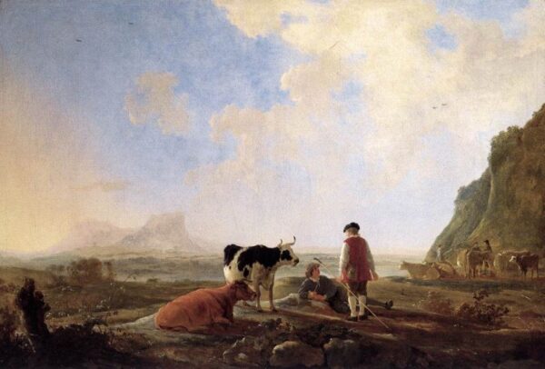 Herdsmen with Cows by Aelbert Cuyp, hand-painted oil painting reproduction