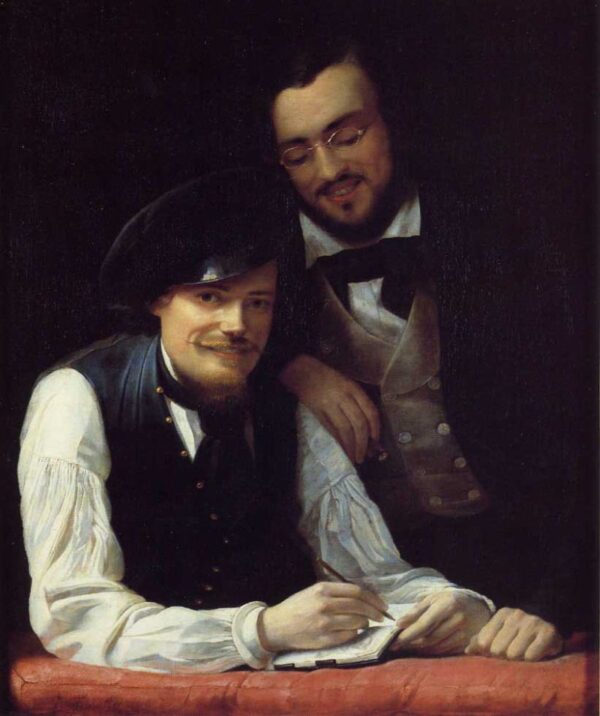 Self-Portrait of the Artist with his Brother, Hermann by Franz Xavier Winterhalter, hand-painted oil painting reproduction