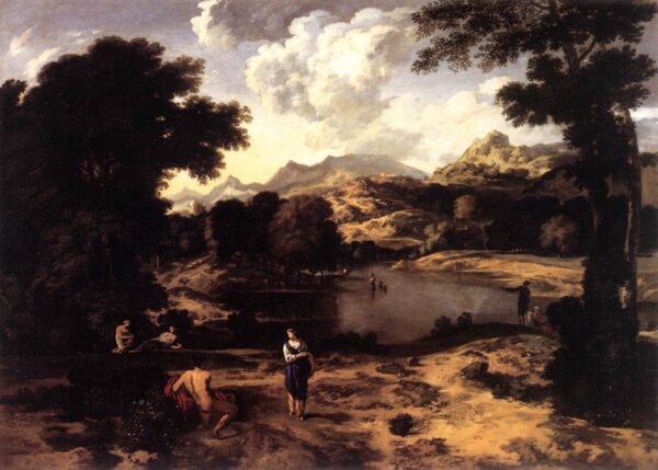Heroic Landscape with Figures by Gaspard Dughet, hand-painted oil painting reproduction