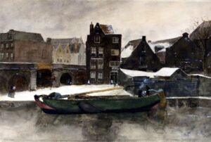Het Prinseneiland the Teertuinen in winter Amsterdam by George Hendrik Breitner, hand-painted oil painting reproduction