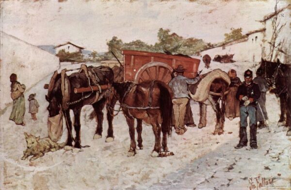 Highway with Farmers and Soldiers by Giovanni Fattori, hand-painted oil painting reproduction