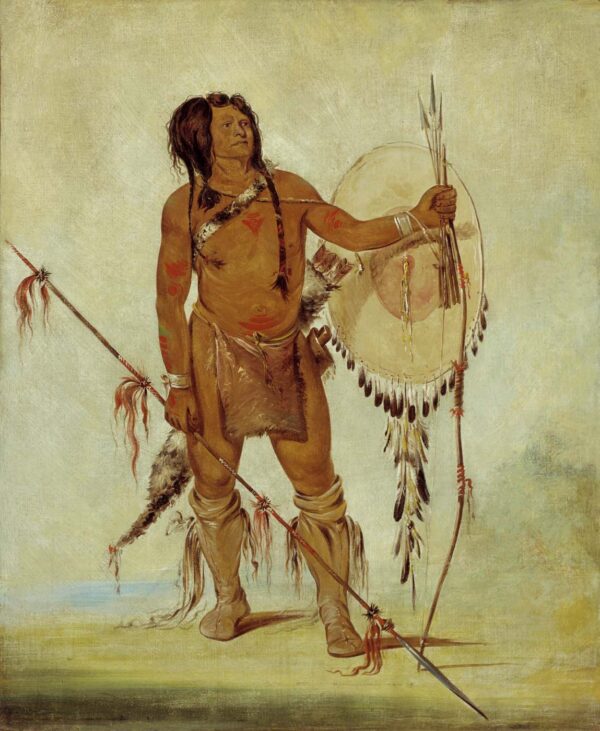 His oo san chees, Little Spaniard, a Warrior by George Catlin, hand-painted oil painting reproduction