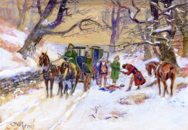 Holdup on the Boston Road by Charles Marion Russell, hand-painted oil painting reproduction