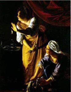 Judith and Her Maidservant with the Head of Holofernes by Artemisia Gentileschi, hand-painted oil painting reproduction