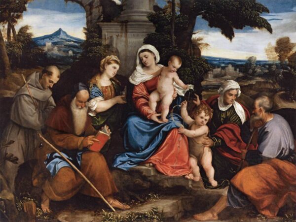 Holy Family with Saints by Bonifacio Veronese, hand-painted oil painting reproduction
