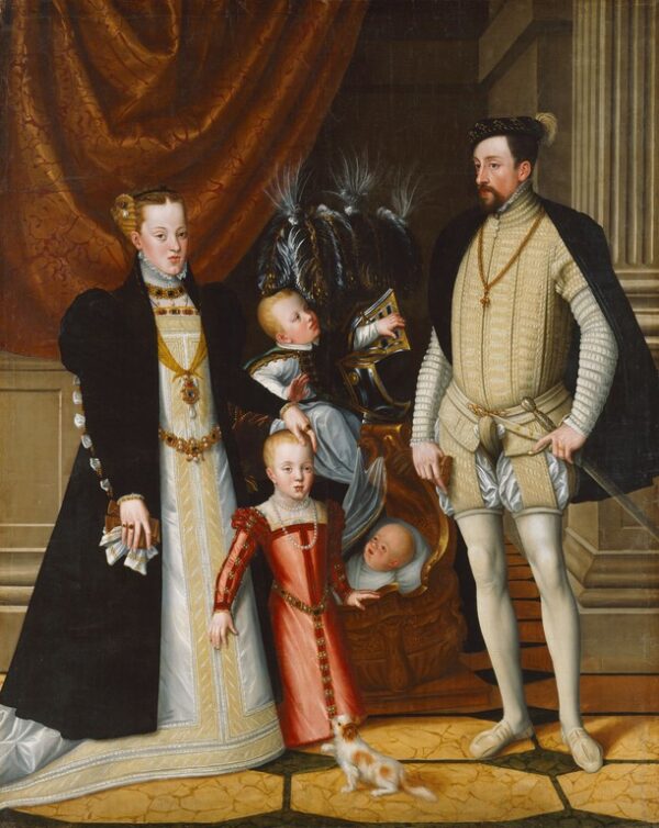 Holy Roman Emperor Maximilian II of Austria and Family by Giuseppe Arcimboldo, hand-painted oil painting reproduction