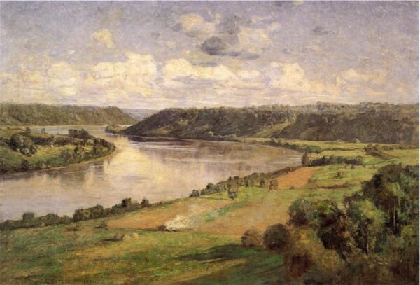 The Ohio River from the College Campus, Honover by Theodore Clement Steele, hand-painted oil painting reproduction
