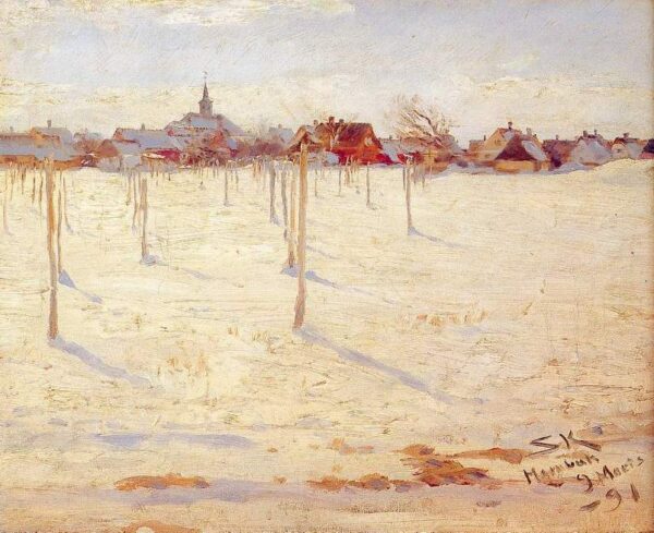 Hornbaek en invierno by Peder Severin Krøyer, hand-painted oil painting reproduction