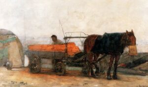 Horse And Carriage by Floris Arntzenius, hand-painted oil painting reproduction