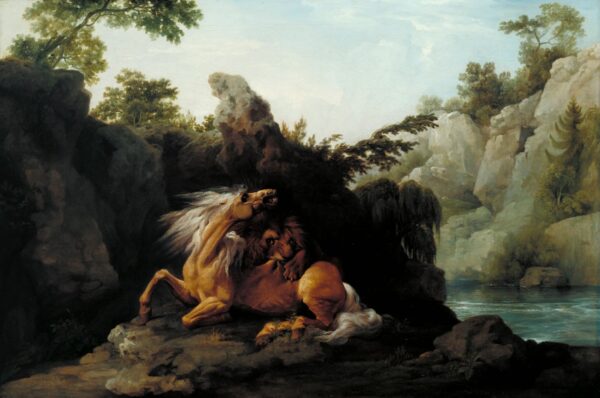 Horse Devoured by a Lion by George Stubbs, hand-painted oil painting reproduction