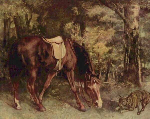 Horse In The Forest by Gustave Courbet, hand-painted oil painting reproduction