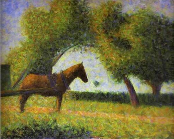Horse in a Field by Georges Pierre Seurat, hand-painted oil painting reproduction