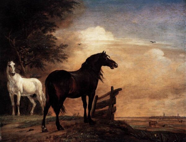 Horses in a Field by Paulus Potter, hand-painted oil painting reproduction