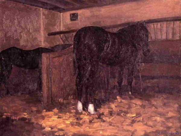 Horses in the Stable by Gustave Caillebotte, hand-painted oil painting reproduction
