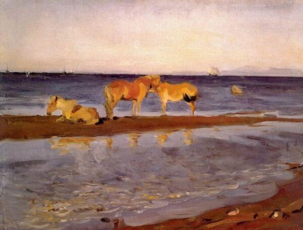 Horses on the Beach by Valentin Alexandrovich Serov, hand-painted oil painting reproduction