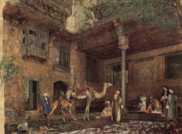 Courtyard of the Painter’s House in Cairo by John Frederick Lewis, hand-painted oil painting reproduction