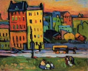 Houses in Munich by Wassily Kandinsky, hand-painted oil painting reproduction
