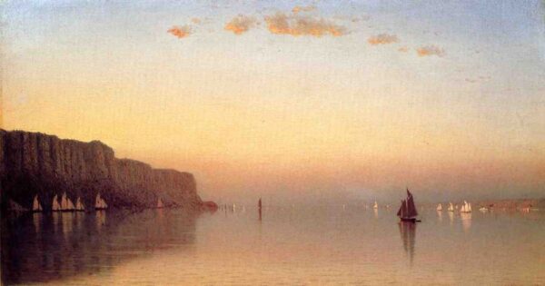Sunset over the Palisades on the Hudson by Sanford Robinson Gifford, hand-painted oil painting reproduction