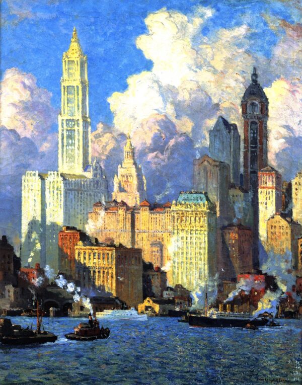 Hudson River Waterfront by Colin Campbell Cooper, hand-painted oil painting reproduction