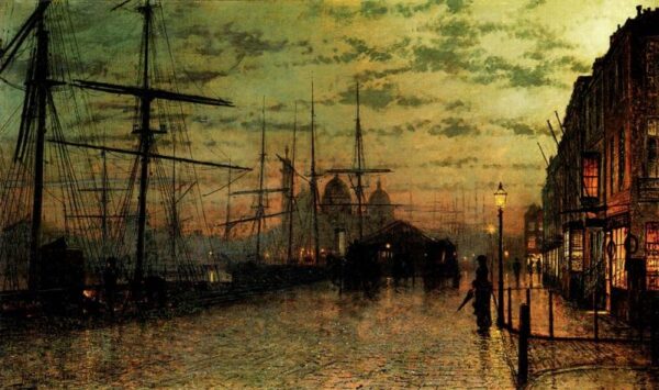 Humber Docks, Hull by John Atkinson Grimshaw, hand-painted oil painting reproduction