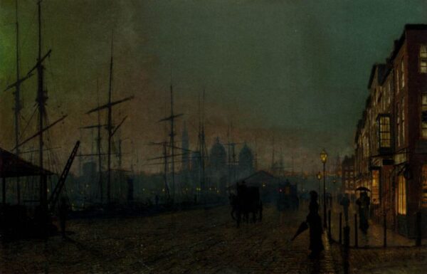 Humber Dockside, Hull by John Atkinson Grimshaw, hand-painted oil painting reproduction