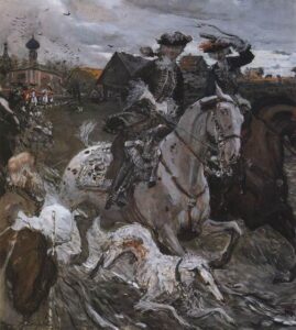 Departure of Emperor Peter II and Princess Elizabeth to Hunt by Valentin Alexandrovich Serov, hand-painted oil painting reproduction