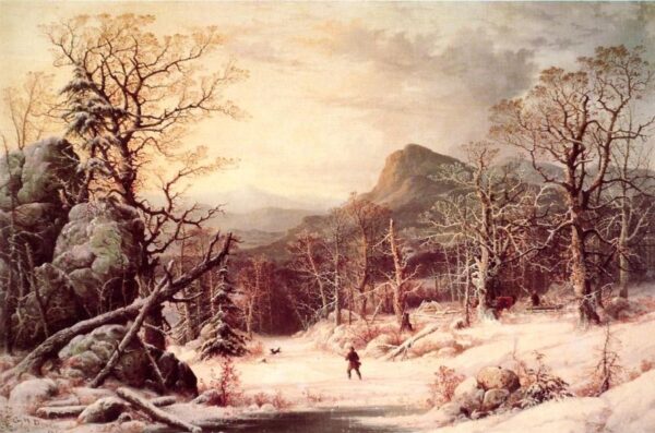 Hunter in the Wood by George Henry Durrie, hand-painted oil painting reproduction