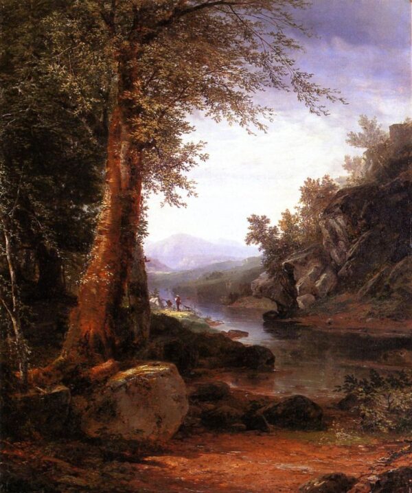 Hunters on a Riverbank by John Frederick Kensett, hand-painted oil painting reproduction