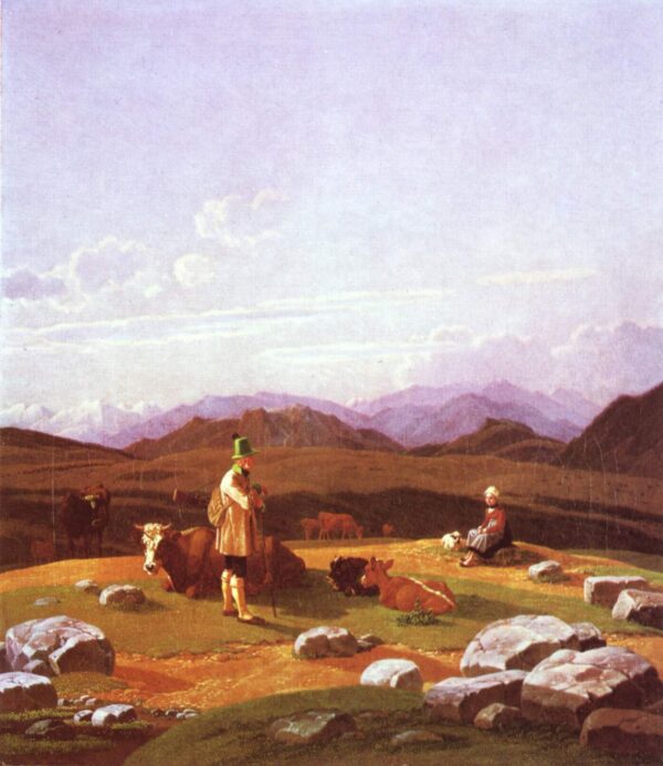 Hunters on the Mountain Pasture by Wilhelm von Kobell, hand-painted oil painting reproduction