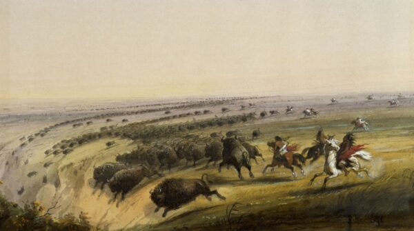 Hunting Buffalo by Alfred Jacob Miller, hand-painted oil painting reproduction