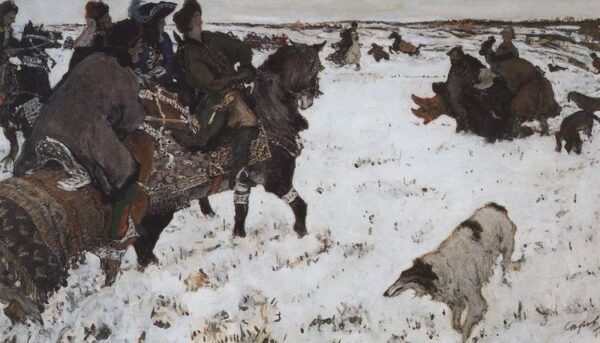 Hunting Dogs of Peter I by Valentin Alexandrovich Serov, hand-painted oil painting reproduction
