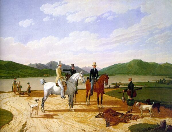 Hunting Party on Lake Tegernsee by Wilhelm von Kobell, hand-painted oil painting reproduction
