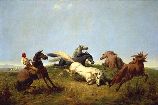 Hunting Wild Horses by William Ranney, hand-painted oil reproduction