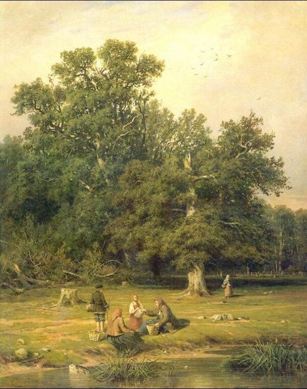 Hunting for Mushrooms by Ivan Shishkin, hand-painted oil painting reproduction