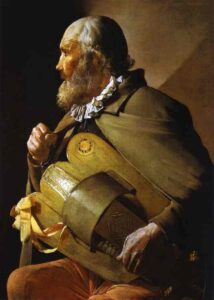 Hurdy-Gurdy Player II by Georges de La Tour, hand-painted oil painting reproduction