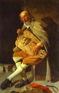 Hurdy-Gurdy Player III by Georges de La Tour, hand-painted oil painting reproduction