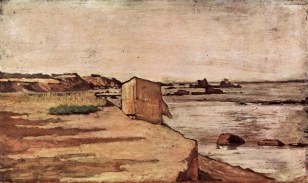 Hut at a Beach by Giovanni Fattori, hand-painted oil painting reproduction